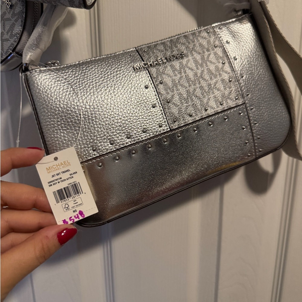 Michael Kors Metallic Silver Crossbody Bag